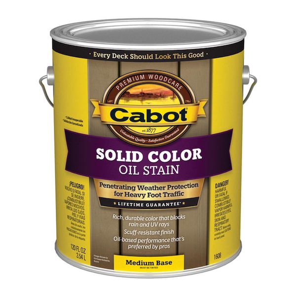 Solid Color Oil Stain Solid Tintable Medium Base Oil-Based Alkyd Deck Stain 1 gal